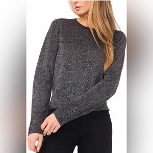 Halogen New Nordstrom Black Lurex Button Cuff XS Sweater (Tags Removed)
